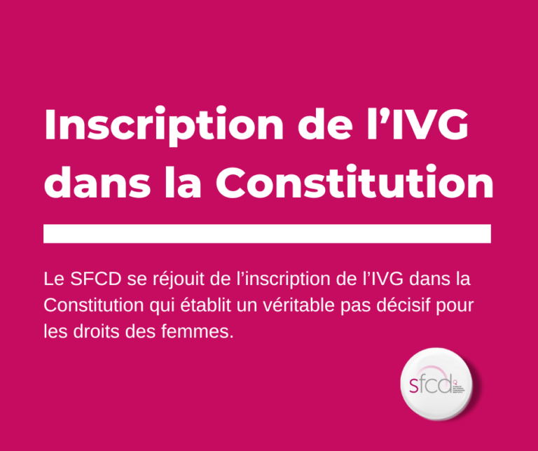 Le SFCD se réjouit de linscription de lIVG dans la Constitution